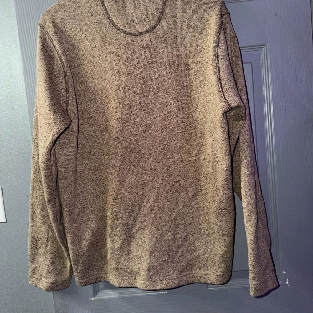 Weatherproof Vintage Mens Brown Marled Sherpa Lined Quarter Zip Pullover Sweater